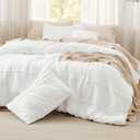 Bedsure White Oversized King Size Comforter Set - 4 Pieces Pinch Pleat Bed Set, Down Alternative Bedding Sets for All Season, 1 Comforter, 2 Pillowcases, 1 Decorative Pillow