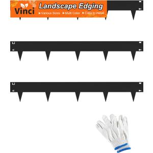 Vinci Landscape Edging Border, 40" L x 8" H 3Pack 10FT Total Black Galvanized Steel Garden Edging,Easy Installation,Sturdy Elegant Metal Lawn Broder for Flower Beds, Pathways, Paver Edges and Yard