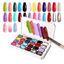 U-Shinein Gradient Painting Gel, 24 Gliter Colors Ombre Gel Nail Polish for Pigment Pat Silver&Gold Aura Nails, French Manicure DIY Nail Art Long-lasting No-wipe Palette B