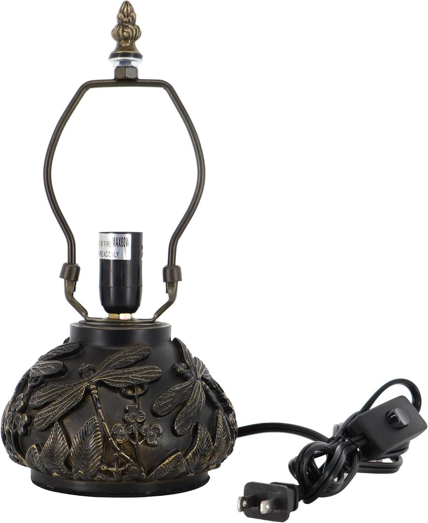 Table Lamp Base Replacement, Dark Bronze Finish, Resin, 6x11 Inch, Fit for 6, 8, 10 Inch Tiffany Style Stained Glass Lampshade (W6X11 inch)