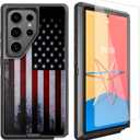 Compatible for Samsung Galaxy S24 Ultra 5G Case Old American USA Flag Design Case with Screen Protector [Military Grade Protection] Heavy Duty Shockproof Case 6.8inch