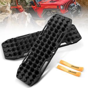BUNKER INDUST Off-Road Traction Boards, Pair Recovery Tracks Traction Mat for Jeep Mud, Sand, Snow Traction Pads-Black Emergency Tire Traction Device BUNKER INDUST Off-Road Traction Boards, Pair Recovery Tracks Traction Mat for Jeep Mud, Sand, Snow Traction Pads-Black Emergency Tire Traction Device