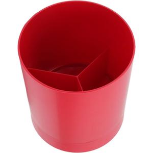 Kitchen Cooking Utensil Holder, 360 Rotating Large Utensil Crock 5.7X6.5 Inch Unbreakable For Countertop, For Farmhouse Kitchen Decor With Non Slip Base And Divider(Red)