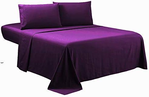 Sfoothome Purple Queen Sheets Set - Hotel Luxury 4-Piece Bed Set, Extra Deep Pocket, 1800 Series Bedding Set, Wrinkle & Fade Resistant, Sheet & Pillow Case Set (Queen, Purple)