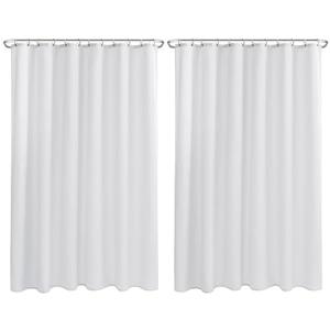 Nasitos Extra Long Fabric Shower Curtain Liners 2 Pack - W72 x H84 - Water Resistant Cloth Shower Curtains with Magnets, Soft Hotel Quality, Machine Washable (White, Magnets Included)