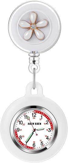 AGEN KGEN 3X Retractable Nurse Watch for Nurses Doctors, Clip-on Hanging Lapel Nurse Watch Silicone Cover Brooch Fob Pocket Watch Badge Reel