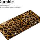 Glitter Leopard Print Front License Plate for Women Car Vanity Plates Decorative Aluminum Metal Cute Novelty License Plate Cover for Men 6x12 Inch (4 Holes)