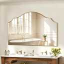 Large Scalloped Wall Mirror 47"x32" Arched Vanity Bathroom Mirror Gold Decorative Mirror for Bedroom, Living Room and Entryway