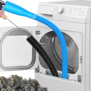 Sealegend 2 Pieces Dryer Vent Cleaner Kit and Flexible Dryer Lint Brush Vacuum Hose Attachment Power Lint Remover Refrigerator Coil Brush (Blue)