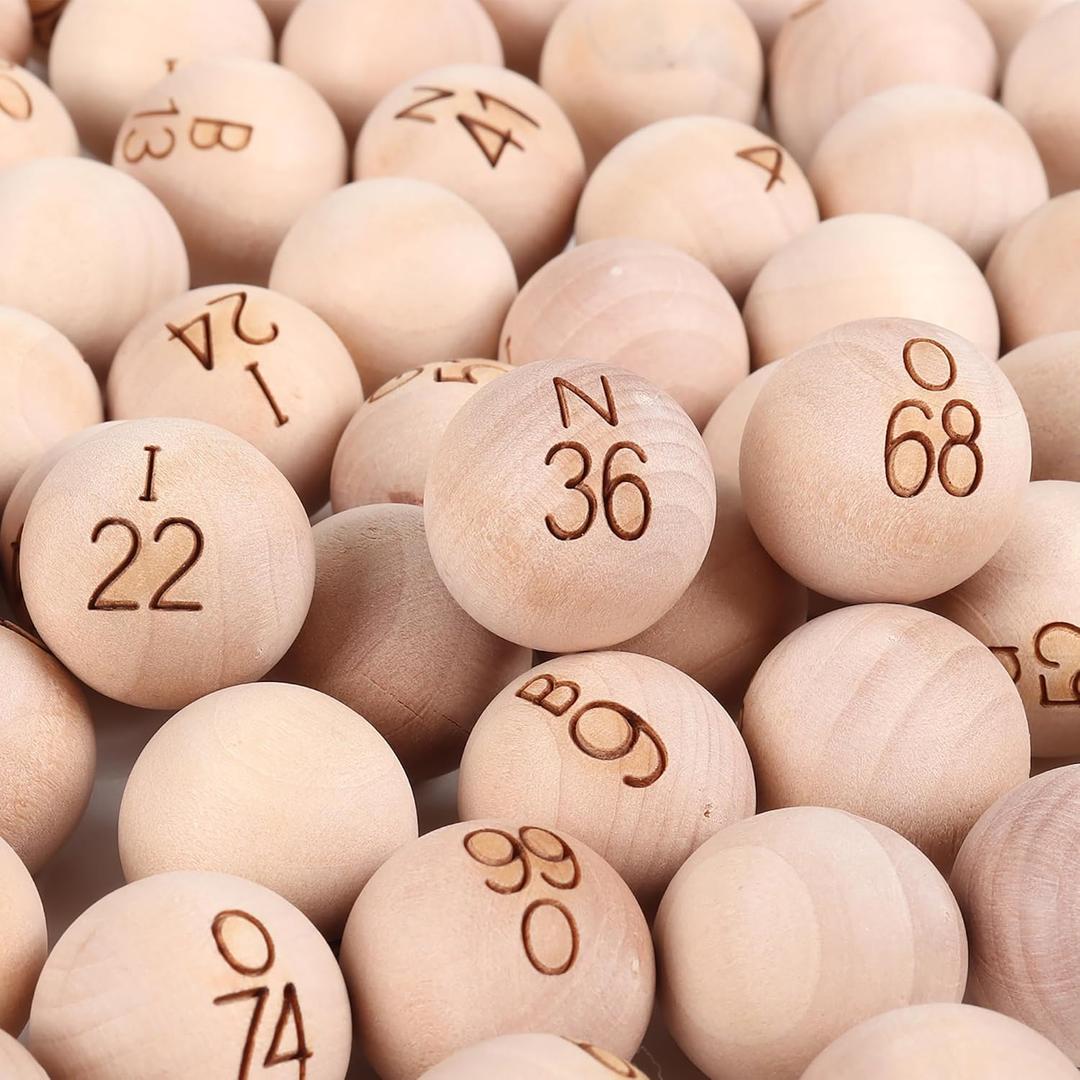 GSE Games & Sports Expert 7/8-Inch Bingo Balls, Solid Wooden Replacement Bingo Game Balls for Parties, Prize Raffles