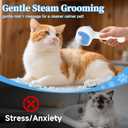 Pet Steam Brush for Dog & Cat - 3-in-1 Steam Grooming Brush for Shedding & Hair Removal - Self Cleaning Spray Comb with Mist for Long Haired Pets - Includes 2*Waterless Shampoo, Blue