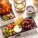 YHOSSEUN Halloween Serving Platters Set of 4, Black and White Serving Platters and Trays for Food, Rectangular Long Plates Serving Dishes for Entertaining, Checkered, 14 Inch