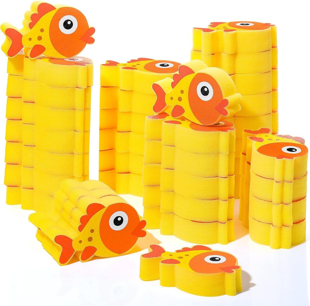 Irenare 30 Pieces Oil Absorbing Sponge Swimming Pool and Spa Scum Absorbing Hot Tub Accessories Hot Tub Cleaning Kit to Collect Scum, Grime and Oil from Hot Tub, Swimming Pool and Spa (Fish)