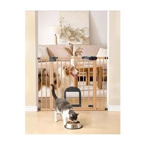 Babelio 29-43" Baby Gate for Stairs, PressGuard P7 Pet Gate, Black Pressure Mounted, Dual Lock Design, Auto Close, Easy Install, Walk Thru Child Gate for Doorways, No Drilling, 30" Tall, Wooden