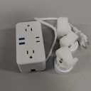 European Travel Plug Adapter, EU/UK/US Travel Plug Adapter Power Strip, 6 AC Outlets, 4 USB Ports (2 USB C), 3ft Wrapped Around Extension Cord, Universal Travel Adapter (white)