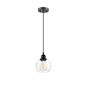 Modern Pendant Light Fixtures, Industrial Hanging Ceiling Lamp with Clear Glass Shade, Vintage Black Pendant Lighting for Kitchen Island Living Room Hallway Bedroom Dining Hall Office Bar Farmhouse