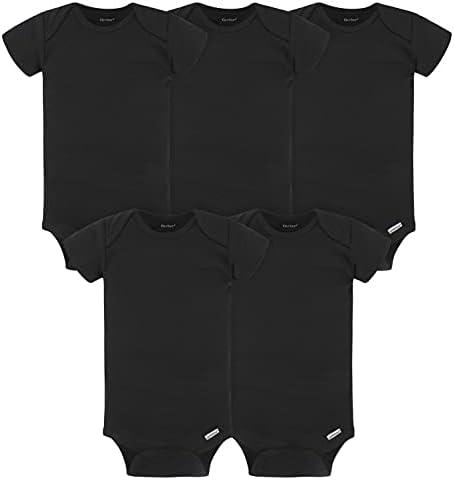 Gerber Baby 5-Pack Solid Onesies Bodysuits, Black, 0-3 Months