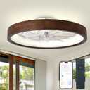 20” Ceiling Fans with Lights,3 Color Dimmable LED,6 Speeds,Reversible Modern Dark Wooden Flush Mount Low Profile Ceiling Fans with Lights and Remote for Bedroom/Kidsroom/Dinng Room Dark Wood-SM20-Z, Modern