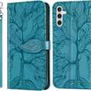 Wallet Case for Samsung Galaxy A17 6.7" 2025/A26 /A16 2024,PU Leather Flip Kickstand Protective Case for Samsung Galaxy A17 with Strap,Embossed Magnetic Cover for Galaxy A26 with Card Holder,Turquoise