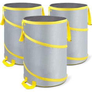 30 Gallon Collapsible Trash Can 3 Pack, Garden Bag Pop Up Camping Trash can, Reusable Leaf Bag Holder, Yard Waste Bag
