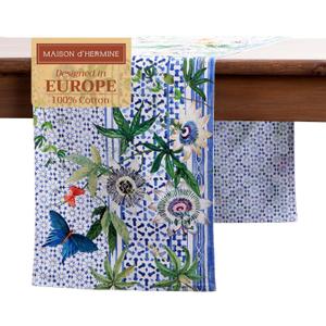 Maison d' Hermine Table Runner 100% Cotton Double Layer Table Runners 108 inches Long Decorative for Home Kitchen Dining Party Farmhouse Hotel Restaurants Spring Summer - Passiflora