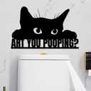 2 x are You Pooping Black Cat Bathroom Decor Wall Art,12x6 Inch Funny Restroom Metal Sign Animal Bathroom Wall Art for Toilet, Cat Lover Gifts for Women Home Decor