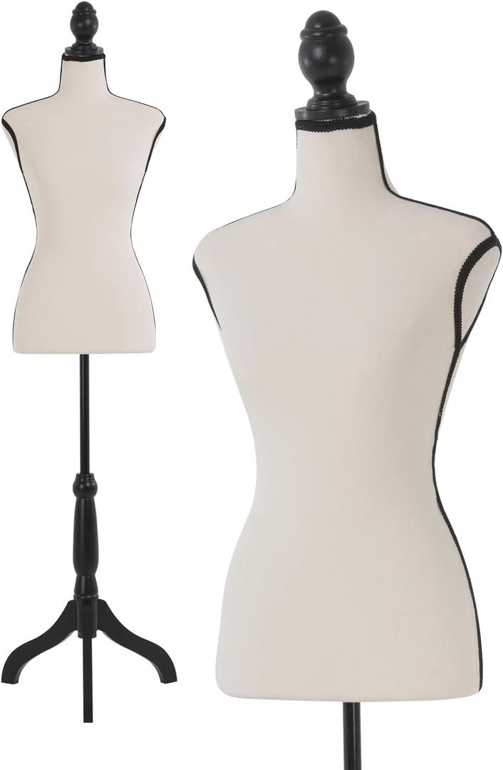 FDW | Female Mannequin Torso | Cream | Height Adjustable Dress Form, 59-67 Inches