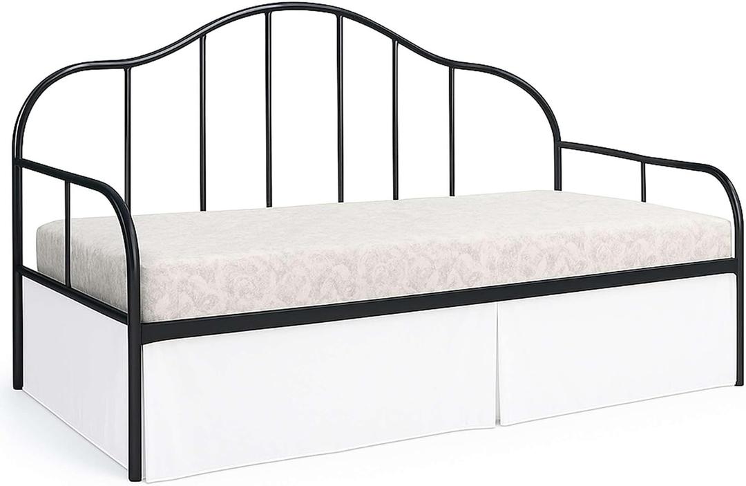 Ready To Rest Twin Daybed Skirt 14 Inch Drop, Pleated Style Bed Skirts for Daybeds, Split Corners with Three Side Coverage (White)