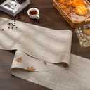 Thanksgiving Table Runner Fall Pumpkin Maple Leaves Table Runner Washable Non-Slip Heatproof Woven Seasonal Dining Table Decoration 12 x 70 Inch (Light Yellow6)