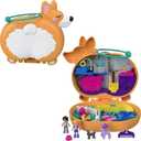 Polly Pocket Corgi Cuddles Compact with Pet Hotel Theme, Micro Polly & Shani Dolls, 2 Dog Figures (Poodle with Hair & Husky) Fun Features & Surprise Reveals, Great Gift for Ages 4 Years Old & Up