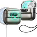 ESR for AirPods 4 Case, Compatible with AirPods 4 Generation Case (2024)(USB-C), MagSafe Compatible, Magnetic Lid Lock, Drop-Proof Protection Cover with Lanyard, Pulse Series,Titanium