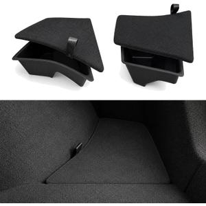 Trunk Side Storage Bins for 24-26 Tesla Model 3 Highland (2 Pack) | Waterproof TPE bins with carpeted lids, Hides messy gear like umbrellas and shoes, keeping your trunk spotless and flat