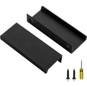 Ravinte 10 Pack Finger Pulls for Cabinets 80mm/3.15" Length Black Edge Pulls Matte Black Finger Cabinet Concealed Handles for Kitchen Drawer Tab Handle