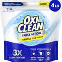 OxiClean Triple Action Versatile Stain Remover Powder, Use with Detergent, Removes Tough Stains like Grease, Blood and Grass, Brightens Colors and Whites, Chlorine Free, 4 lbs (64 Ounce (Pack of 1))
