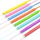AECHY 8PCS Curve Highlighter Pen Set, Dual Tip Marker Pens with 6 Different Curve Shapes & 8 Colors Mark Lines, Aesthetic Curve Marker Highlighter for Journal Planner School Supplies