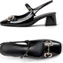 Slingback Mary Janes Shoes Women Closed Square Toe Pumps Low Chunky Heel Shoes with Buckle Ankle Strap Casual Party Dessy, 9.5