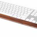 SAMDI Apple iMac Stand Base, Stainless Steel/Wooden Keyboard Tray - Magic Keyboard Mounting Platform - Black Walnut