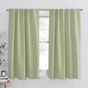 PONY DANCE Short Blackout Curtains - Window Curtain Treatments Light Blocking Drapes Back Tab/Rod Pocket Short Drapes Panels for Bedroom & Kitchen, 42 W x 45 L, Meadow Green, 1 Pair