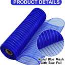 TONIFUL 2 Rolls 10 Inch Blue Decorative Mesh Ribbbon Rolls, Fabric Mesh with Foil for Wreath Supplies, Front Door Wreath Crafts Tree Decor Christmas NewYears Easter Decoration (10 yds/roll)