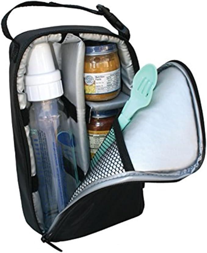 J.L. Childress Pack 'N Protect for Baby Bottles  Insulated Breast Milk Cooler Travel Bag for Moms, Portable Storage for Glass Baby Bottles & Food Containers, For Daycare or On the Go  Black
