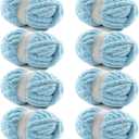 8 Pack Chunky Yarn for Hand Knitting - Chunky Chenille Blanket Yarn for Crocheting - Jumbo Fluffy Yarn for Crochet - Super Bulky Yarn 25 yds 7.7 oz Each Skein (Lake Blue)