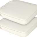 BPS 21 x 21 Inch Outdoor Chair Cushion Set of 2, Fade-Resistant and Water-Resistant Solution-Dyed Polyester Fabric Patio Chair Cushions with Straps for Outdoor/Indoor Dining Chairs (Beige)