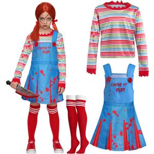 Spooktacular Creations Creepy Doll Costume for Kids Girls, Halloween Costume for Kids, Girls Killer Doll Outfit (Large(10-12 yrs))