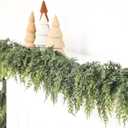 Jutom 2 Pcs 9 ft Christmas Cedar Garland - Dual Green Realistic Cedar Pine Needles Garland Artificial Decoration for Table, Mantel, Wall - Home Winter Holiday Party Decor