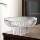 Glass Fruit Bowl,Decorative Glass Bowl,Decorative Pedestal Bowl for Table Dcor,Fruit Bowl for Kitchen Counter Decor (Clear)