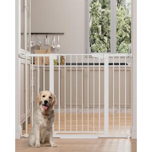 Cumbor 36" Extra Tall 29.7-51.5" Baby Gate for Stairs, Easy Walk Through Dog Gates for Doorways Extra Wide, Pressure Mounted Tall Pet Gate Indoor, Safety Auto-Close Child Gate for Kids, White