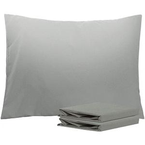 Silver Grey Pillowcase Set - Standard Size (20x26 inches) Bed Pillow Cover - Brushed Microfiber, Wrinkle, Fade & Stain Resistant - Envelop Closure Pillow Case Set of 2