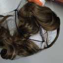 16 Inch Hair Topper for Women with Thinning Hair, Synthetic Curly Wavy Clip-In Topper with Wispy Bangs Natural Looking Crown Coverage Lightweight Hair Piece for Volume