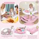 5 in 1 Foldable Baby Walker, Activity Baby Walker-Baby Bouncer, Rocker, Activity Center,Seat and Push Walker,Detachable Trampoline Mat, Adjustable Speed Rear Wheels and Height,Ages 6-18 Months(Pink)