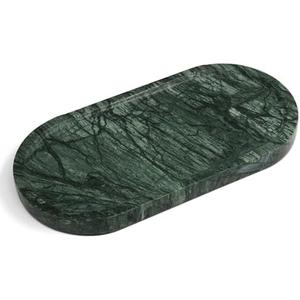 YMXYJM 100% Real Natural Marble Tray for Bathroom, Luxury Indian Green Stone Vanity Tray, Decorative Oval Trays for Countertop Storage Organizer, Dresser, Kitchen, Home Decor, 11.8" x 6", Green